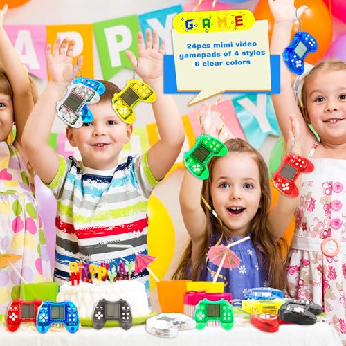 18 Pack Mini Video Game Keychain Small Gamepads Keychains for Video Game Party Favors Birthday School Party Gifts (Color Style 1)