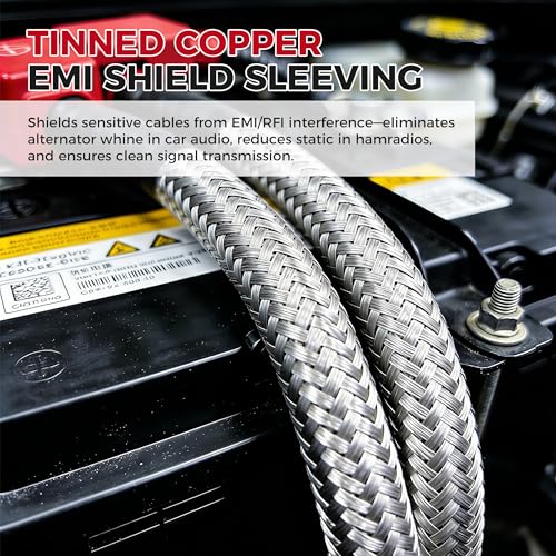 Tinned Copper Grounding Braid Straps Shielding Wire Sheathing Cable Sleeve Metal Flat Mesh Flexible Expandable (1/2 in Wide(0.32 in Dia)-15ft) - size: 1/2 in Wide(0.32 in Dia)-15ft