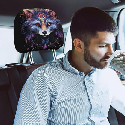Dujiea 2 Pack Bohemian Mandala Fox Car Headrest Covers, Universal Soft Car Seat Head Rest Cover Protector, Vehicle Accessories Fabric Headrest Cover for Cars Vans Trucks - color: Bohemian Mandala Fox