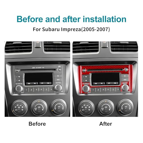 AIRSPEED for Subaru Impreza 2005 2006 2007 Center Screen CD Button Frame Cover Carbon Fiber Center Console Interior Trim Accessories, Red - color: CD Button Frame Red