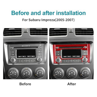 AIRSPEED for Subaru Impreza 2005 2006 2007 Center Screen CD Button Frame Cover Carbon Fiber Center Console Interior Trim Accessories, Red - color: CD Button Frame Red