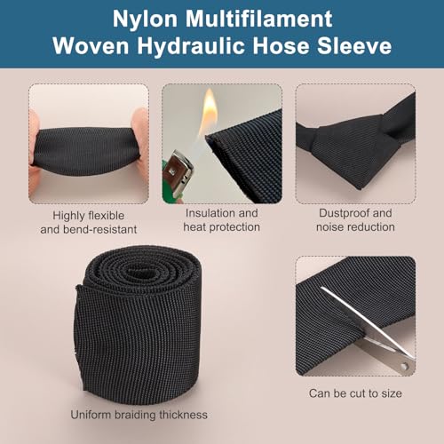 HARFINGTON Nylon Protective Hose Sleeve 0.6" ID 33FT Cable Cover Sheath Hydraulic Hose Protector Wrap for Welding Cord Tig Torch Hydraulic, Black - size: 0.6" ID 33FT