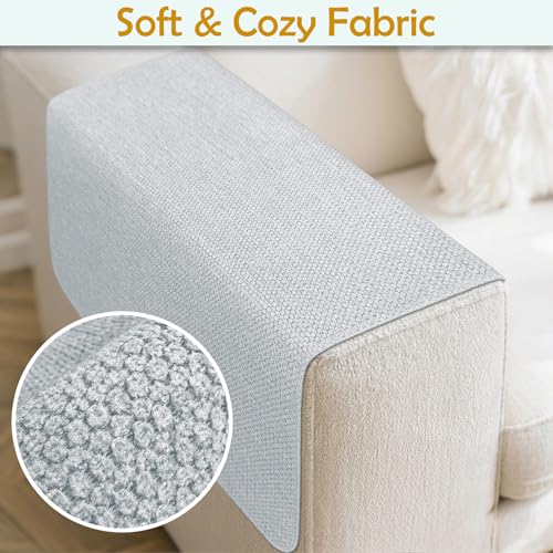 Couch Arm Covers, Waterproof Armrest Cover for Sofa, Loveseat, Armchair, Non-Slip Recliner Arm Cover, Sofa Arm Covers, Headrest Cover, Arm Chair Covers Set of 2 (Silver, 24"×20") - color: Silver, size: 24" x 20" - 2 pcs