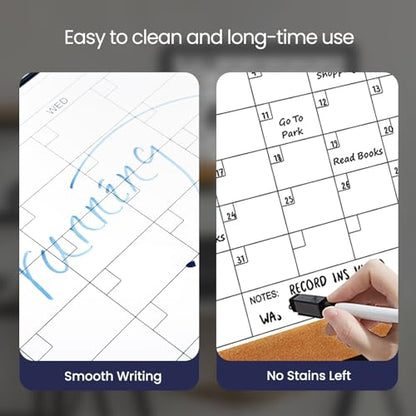 Dry Erase Calendar Cork Board Combo, 18 x 24 Inches Monthly Calendar Whiteboard for Wall, Magnetic White Board with Aluminium Alloy Frame, Hanging Dry Erase Board for Planner Office Kitchen Home Memo - size: 24"W x 18"H, style: Aluminium Alloy Frame