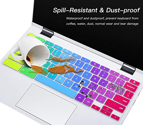 Colorful Keyboard Cover for Lenovo IdeaPad Slim 3 Chromebook 14", Lenovo Chromebook Flex 3 11"/IdeaPad 3 11.6, Flex 5 5i 13/ Spin X360 2-in-1/C330 C340 100e 300e 500e 11.6, Rainbow - color: Rainbow