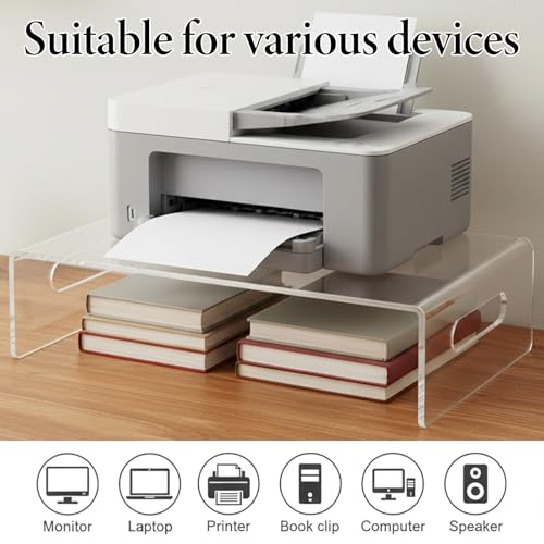 2 Pcs Acrylic Monitor Stand, Clear Laptop Stand with Handle Monitor Riser Desk Accessories for Office, School, Home