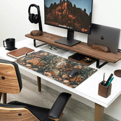 Boho Aesthetic Desk Mat Wildflowers Large Mouse Pad Gaming Pad, XXL Keyboard Mat Full Desktop Women Office Desk Accessories with Stitched Edges Anti-Slip Funny Deskpad, 31.5 X 15.8 in - color: Aesthetic Dark Plants