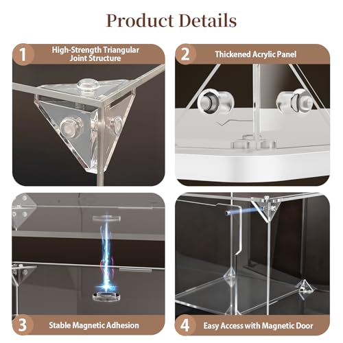 Rotating Acrylic Display Case for Figures - 3 Tier Stackable Storage Bins with Magnetic Door,Acrylic Boxes for Display, Clear Storage Box for Collectibles Cosmetic Perfume Organizer，Home Or Office