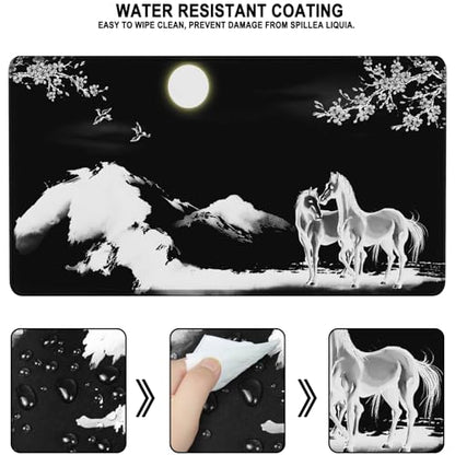 Large Mouse Pad, Waterproof Extra Large Mousepad with Stitched Edges, 31.5" x 15.7" Non-Slip Rubber Base Office Big Long Keyboard Pad for Office Gamer Home XXL, (Horse) - color: Horse