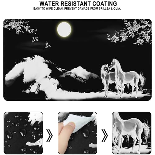 Large Mouse Pad, Waterproof Extra Large Mousepad with Stitched Edges, 31.5" x 15.7" Non-Slip Rubber Base Office Big Long Keyboard Pad for Office Gamer Home XXL, (Horse) - color: Horse
