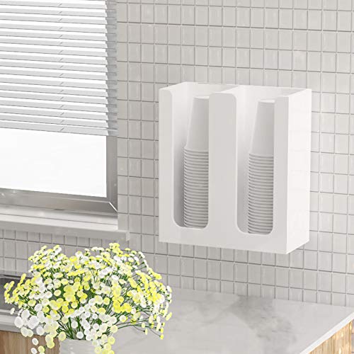 Richboom Acrylic Coffee Cup and Lid Storage Organizer Holder, 2 Compartments, White - color: White