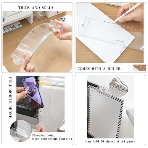 Computer Monitor Memo Message Board,2PCS Transparent Computer Side Panel,Note Holder for Computer Screen,Office Desk Accessories.