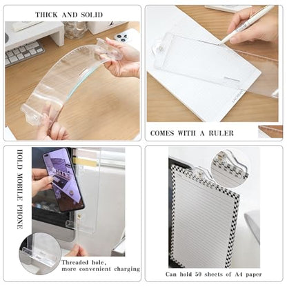 Computer Monitor Memo Message Board,2PCS Transparent Computer Side Panel,Note Holder for Computer Screen,Office Desk Accessories.