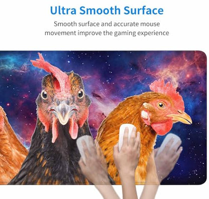Large Extended Gaming Mouse Pad with Stitched Edges, Non-Slip Rubber Base Mouse Pad for Office, Computer, Keyboard, Laptop and Home Desk Pad 31.5X15.7 Inch Three Chickens - color: Three Chickens, size: 31.5L x 15.7W inches