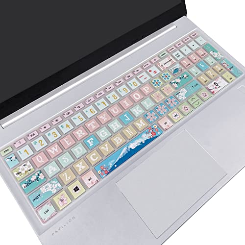 Keyboard Cover for 15.6 HP Laptop 15-fc 15-fd 15t-fd 15z-fc Series, HP Pavilion 15-eg 15t-eg 15-eh 15-er, 17z-ca 17-cn 17-cp 17z-cp Series, Sakura - color: Sakura