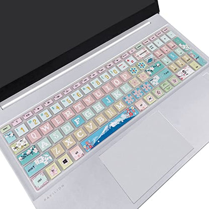 Keyboard Cover for 15.6 HP Laptop 15-fc 15-fd 15t-fd 15z-fc Series, HP Pavilion 15-eg 15t-eg 15-eh 15-er, 17z-ca 17-cn 17-cp 17z-cp Series, Sakura - color: Sakura