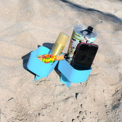 Sand Beach Drink Cup Holder with Pocket Drink Cup Holders for Travel/Holiday 2Pack Blue/Blue - color: BLUE/BLUE
