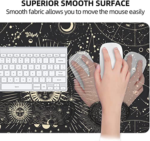 LATEEFAH Desk Mat, Mouse Pad with Wrist Rest, 4-in-1 Large Mouse Pads for Desk, Ergonomic Mouse Pad and Keyboard Wrist Rest Gaming Keyboard Mat for Office, Home - color: 4Pcs-Sun