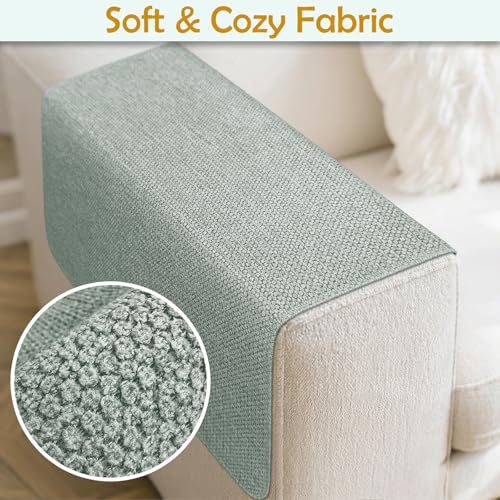 Couch Arm Covers, Waterproof Armrest Cover for Sofa, Loveseat, Armchair, Non-Slip Recliner Arm Cover, Sofa Arm Covers, Headrest Cover, Arm Chair Covers Set of 2 (Gray-Green, 24"×20") - color: Gray-green, size: 24" x 20" - 2 pcs