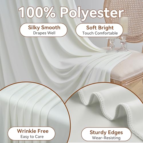40×12ft Wrinkle Free Ivory Backdrop Curtain for Wedding Parties, 8 Panels 5×12ft Long Soft Silky Polyester Backdrop Drapes Cream Photo Back Drop Curtains for Party Photography Background Cloth - color: Ivory, size: 12ft Long_8 Panels
