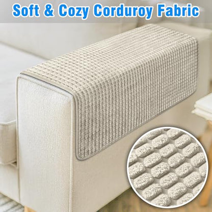Couch Arm Covers, Sofa Arm Covers, Waterproof Armrest Cover for Sofa, Armchair, Loveseat, Headrest Cover, Non-Slip Recliner Arm Cover, Arm Chair Covers Set of 2 (Taupe, 19"×19") - color: Taupe, size: 19" x 19" - 2 pcs