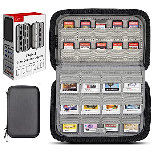 sisma 72 Game Case Compatible with Nintendo Game Cartridges Fits 40 Switch Games & 32 DS 3DS Games, Game Card Holders Organizer Storage Bag - color: Black 40+32 Slots