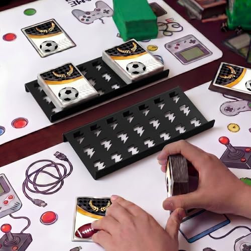Yalikop 24 Pcs Trading Card Risers for Display Case Acrylic Modular Display Risers for Cardshow Vendor Sport Card Board Game (Lightning) - style: Lightning