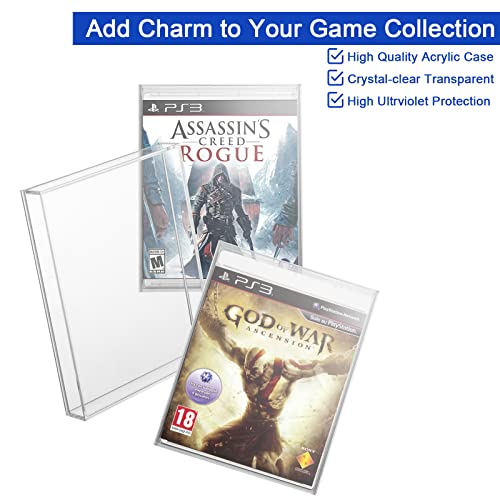 Clear Acrylic Protector Case for PS3 PS4 PS5 Xbox One Game Case | 3mm Thick Dustproof Display Case, Video Game Box Protective Case, Wall Storage Holder, for Retro Game Collector, Pack of 1