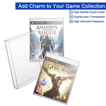 Clear Acrylic Protector Case for PS3 PS4 PS5 Xbox One Game Case | 3mm Thick Dustproof Display Case, Video Game Box Protective Case, Wall Storage Holder, for Retro Game Collector, Pack of 1