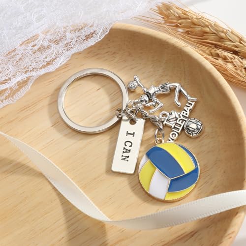 Sports Ball Keychain with Volleyball Baseball Soccer Basketball Football Charms Athletic Gift for Men - color: Volleyball