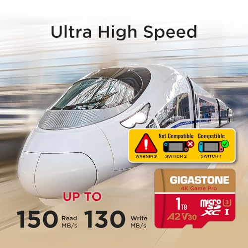 【for Switch 1 Only】 GIGASTONE 1TB Micro SD Card, 4K Game Pro, MicroSDXC Memory Card for Gaming Console, Action Camera, UHD Video, up to 150/130 MB/s, UHS-I U3 A2 V30 C10【5-Years Data Recovery】 - color: 1TB 4K Game Pro 1-Pack