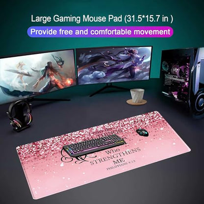 Large Desk Mat Extended Mouse Pad, Pink Cute Mousepad Desk Pad,Waterproof Durable Non-Slip Rubber Base Gaming Mousepad Desk Mat for Office/Home/Desktop,Pink Mouse Pad for Women - color: P2