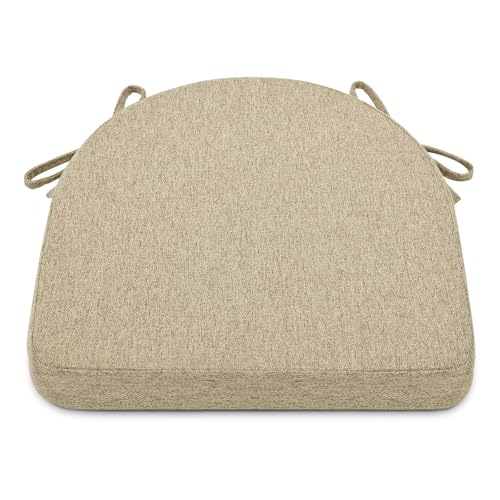 Shinnwa Dining Chair Cushions, Non-Slip Kitchen Chair Cushions with Ties and Machine Washable Cover, 17 x 16.5 x 2in, Natural Linen - color: Natural Linen
