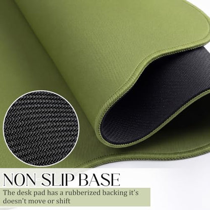 Hahafelt Scalloped Desk Mat Large Desk Pad Cute Coquette Table Mat Back to School Preppy Table Make up Pad Nonslip Graduation Gift with Stitching Waterproof Gaming(Dark Green,31.5 x 15.8 Inches) - color: Dark Green, size: 31.5 x 15.8 Inches