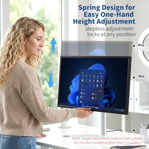 Aluminum Monitor Stand with Spring-Adjustable Height, Vesa Mount with Full Tilt, Swivel & Rotation, Only for 7.7-11LB Monitor Weight Range - size: Only for 7.7-11LB Monitor
