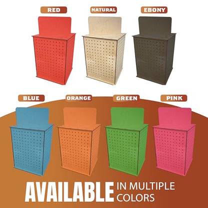TORCHED DISPLAYS Rotating Display Stand | 22.5 x 16.76-inch | Rotating Organizer Wood Pegboard | Pegboard Display Stand for Craft Shows, Vendor Events, Jewelry, Accessories | Orange - style: Orange