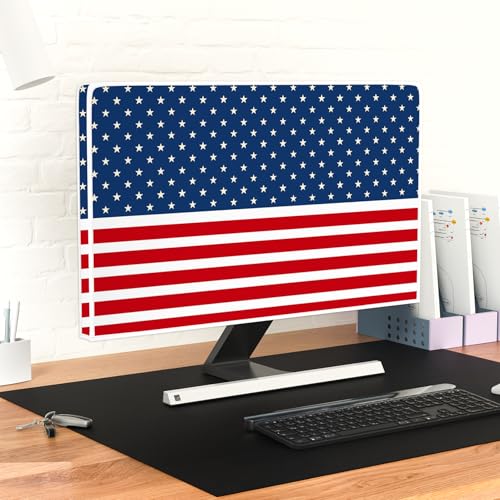American Flag Waterproof 22, 23, 24, 25 Inch Anti-Static Dust Proof LCD/LED/HD The Stars and The Stripes Veterans Day Independence Day Computer Monitor Cover Screen Protective LCD/LED/HD - color: Blue and red and white-8, size: 22-25 Inch
