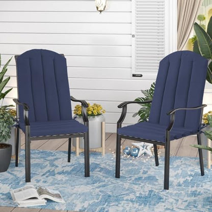 Adirondack Chair Cushion Set of 2 Indoor Outdoor Furniture Cushions Rocking Chair Cushions with Straps Replacement Folding Patio Chair Pad,19.7x18.9x1.5 Inch（Navy） - color: Navy