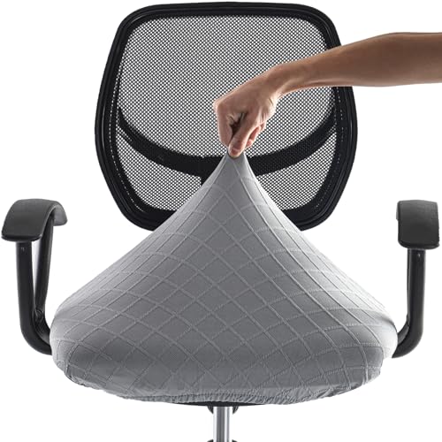 Stretch Jacquard Office Chair Cover, Removable Washable Desk Chair Cover, Anti-dust Seat Cushion Protectors - Grey - color: Grey, size: Chair Seat Cover