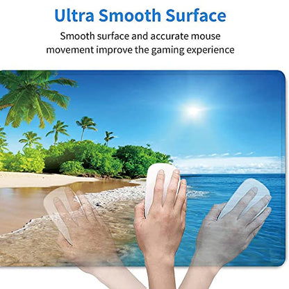31.5x11.8 Inch Non-Slip Long Extended Large Gaming Mouse Pad with Stitched Edges XL Laptops Keyboard Mouse Mat(Beach View) - color: Beach View