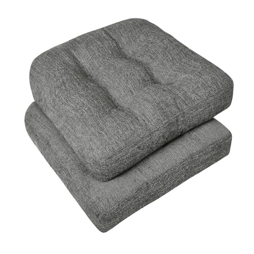 downluxe Chair Cushions for Dining Chairs 2 Pack, Tufted Indoor Chair Pads with Non-Slip Bottom, U-Shaped Kitchen Chair Cushions, 17"x17"x4", Dark Grey - color: Dark Grey, size: 17"x17"x4"(2 Pack)