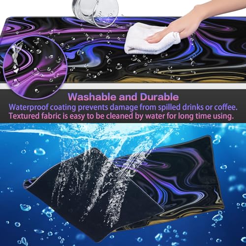 Canjoy Gaming Mouse Pad, Fluid Pattern Mouse Pad 31.5x11.8inch Large Extended Computer Mouse Mat Keyboard Full Desk Mousepad for Gaming, Office, Home - color: Blue-purple Fluid, size: 800*300mm