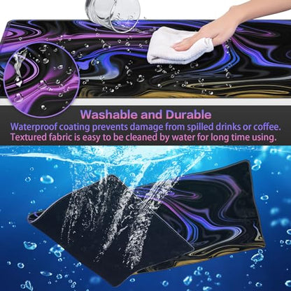 Canjoy Gaming Mouse Pad, Fluid Pattern Mouse Pad 35.4x15.7inch Large Extended Computer Mouse Mat Keyboard Full Desk Mousepad for Gaming, Office, Home - color: Blue-purple Fluid, size: 900*400mm