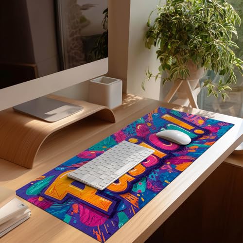 HOMETITUTE XL Mouse Pad Gaming Mousepad 31.5x11.8 Inch Vibrant Passion! Graffiti Art Non-Slip Keyboard Desktop Protector Mat Diatomite Large Mouse Pad for Home and Office Desk Accessories - color: Vibrant "Passion!" Graffiti Art