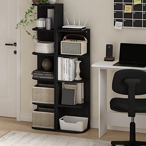 Furinno Pasir 4-Tier Corner Open Shelf Bookcase, Blackwood - color: Blackwood, size: 4-Tier Corner