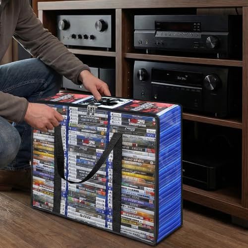 CD DVD Storage Bags, 2-Pack Clear Blu-ray Storage Bags with Zipper & Handles | Holds 90 Blu-Ray, 70 DVD | Media & Video Game Storage Organizer for VHS, Discs - size: 2 Pack