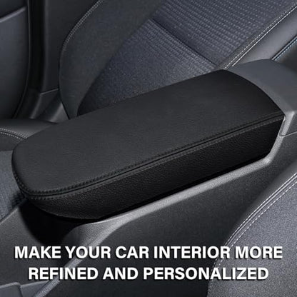 Console Cover for 2024 2025 2026 Chevrolet Trax (LS/1RS/LT/2RS/ACTIV) Leather Center ArmRest Box Cover Pad 2024 2025 2026 Chevy Trax Accessories Protector Cushion (Black Stitches) - color: black