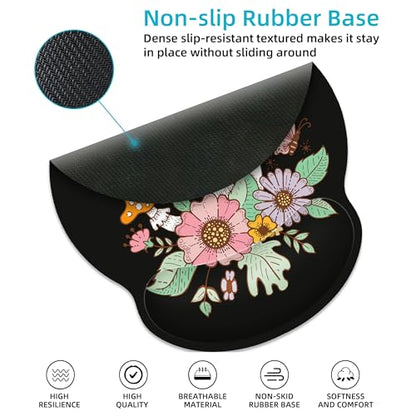 Ergonomic Mouse Pad with Wrist Support,Black Mushroom Mouse Pad with Wrist Rest,Relieve Wrist Pain Mousepad Non-Slip Rubber Base,Mouse Pads for Desk,Computers,Laptop,Office,Gaming,Accessories - color: Mushroom