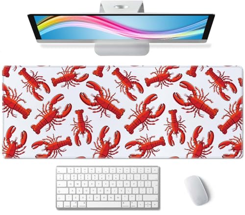 Lobster Desk Pad Red Large Mouse Pad Gaming Mousepad Extended XL Keyboard Pad 31.5 x 11.8 in Laptop Computer Mouse Keyboard Mat for Office Desk Decor - color: Lobster