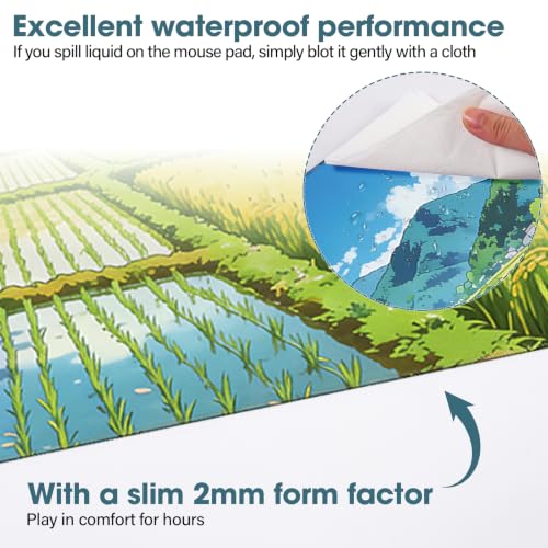 Desk Mat 31.5x15.7 Inch for Office - Extra Large Mouse Pad Protects Desk from Scratches and Spills, Non Slip with Stitched Edges, Lake - color: Lake, size: 31.5" x 15.7"